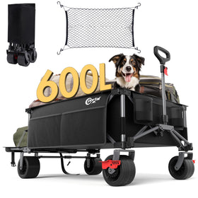Portal wagon front view highlighting the 600L cargo space for gear.