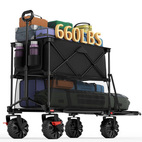 Portal double-decker wagon with lower shelf extending 54 inches for long gear