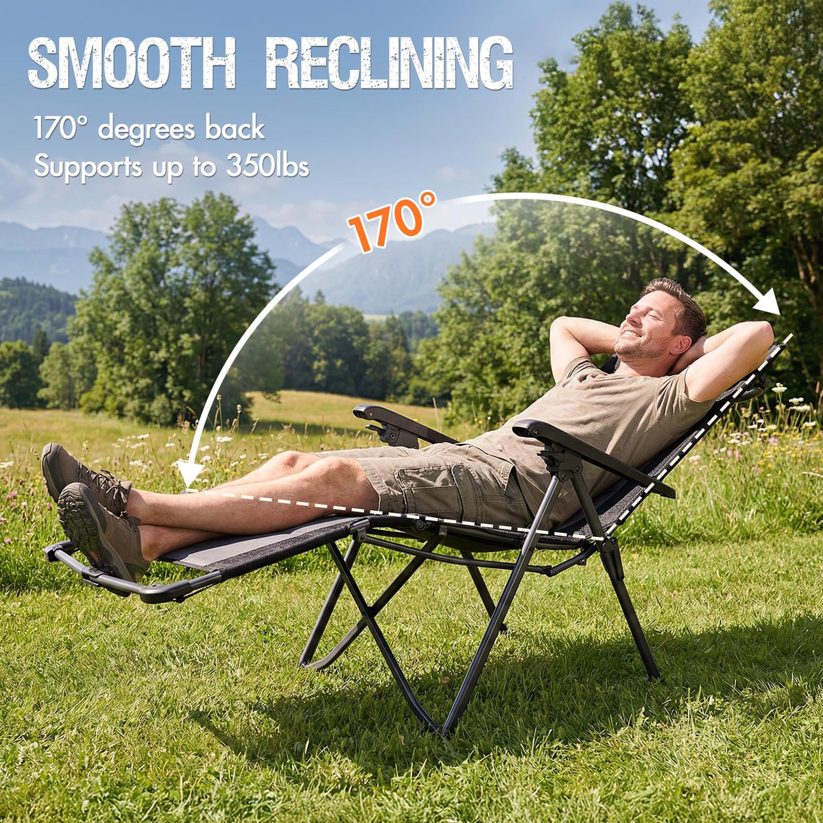 Portal zero gravity chair built-in cup holder keeps drinks handy.
