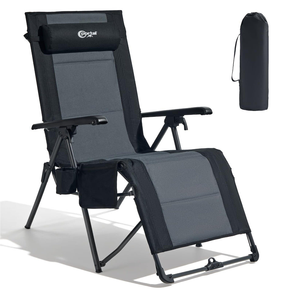 Portal zero gravity chair folded compact for easy storage and transport.