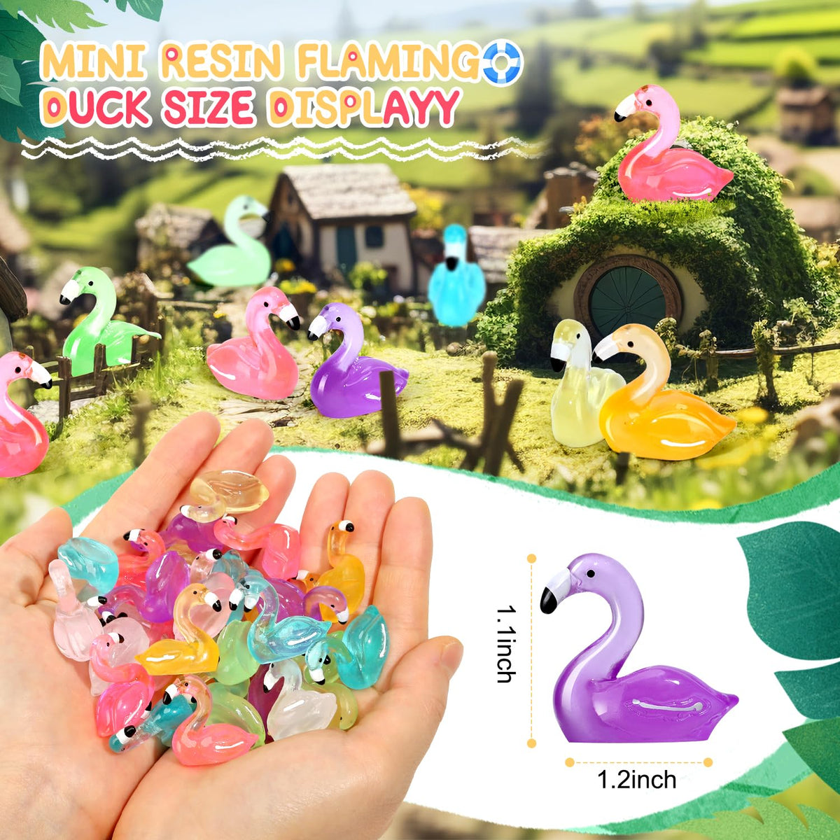 PoseablePals glow-in-the-dark flamingos absorb light for charming day-and-night decoration.