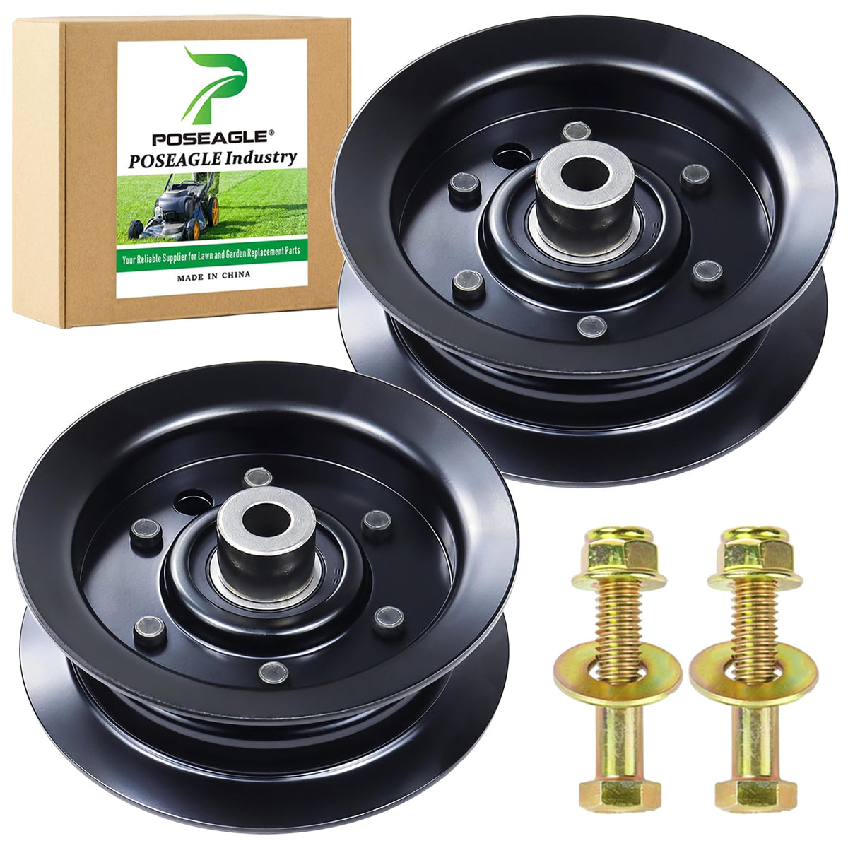 POSEAGLE 132-9420 flat idler pulley front view for precise mower deck alignment