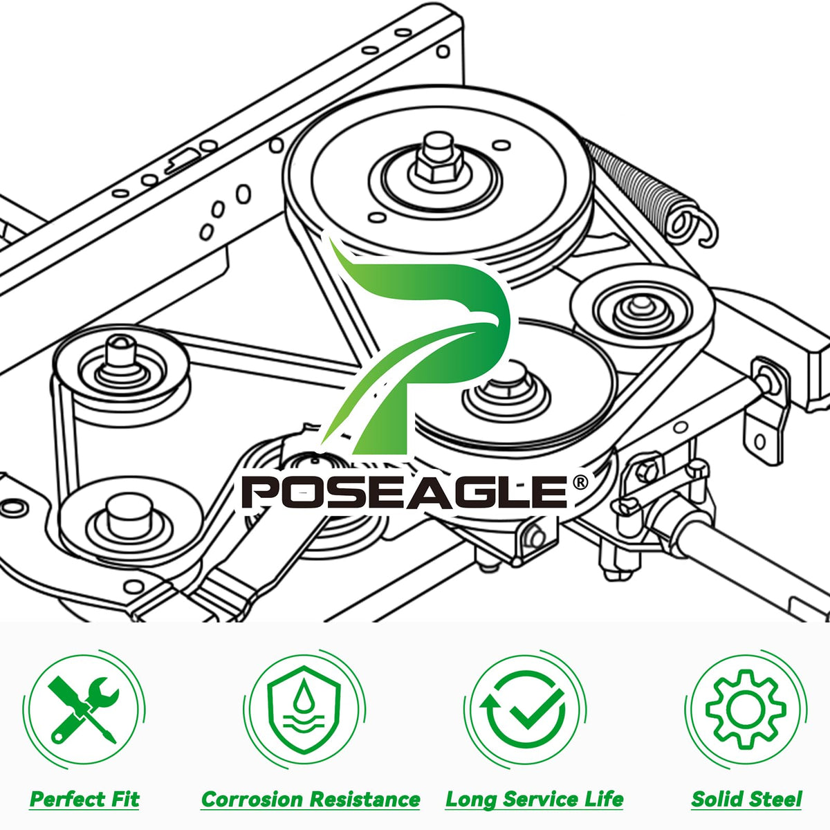 POSEAGLE AUC16698 heavy-duty idler supports demanding lawn tasks.