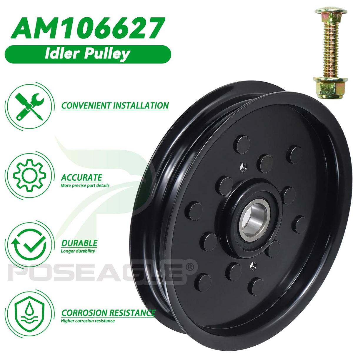 POSEAGLE AUC16698 precision-machined pulley ensures smooth belt tension.