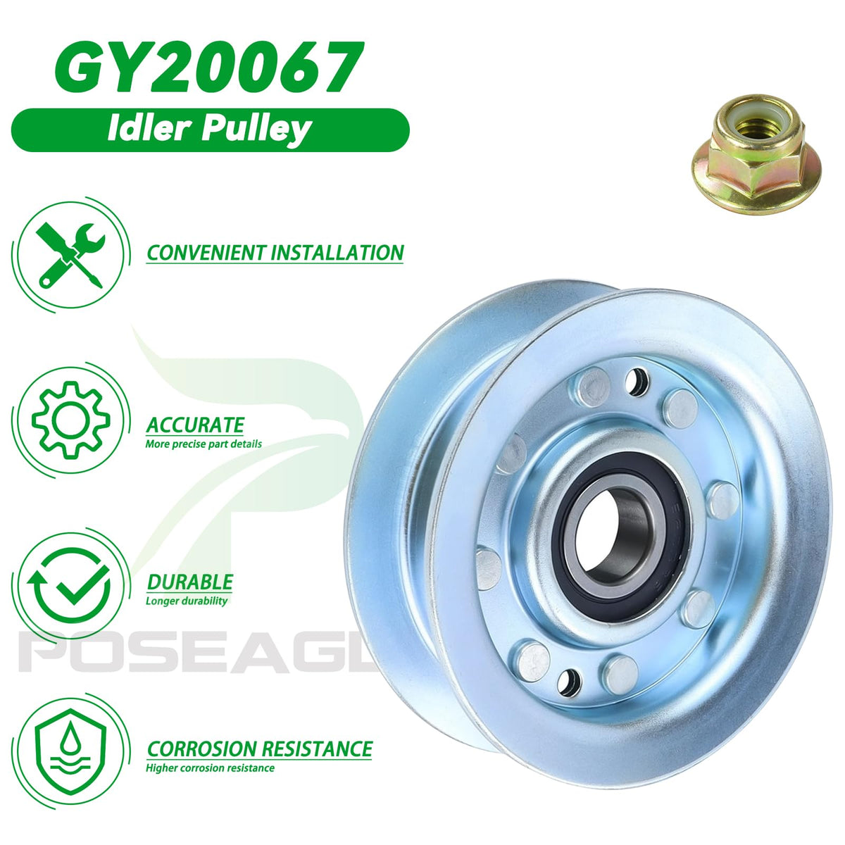 POSEAGLE brand packaging and pulley image, ready-to-install