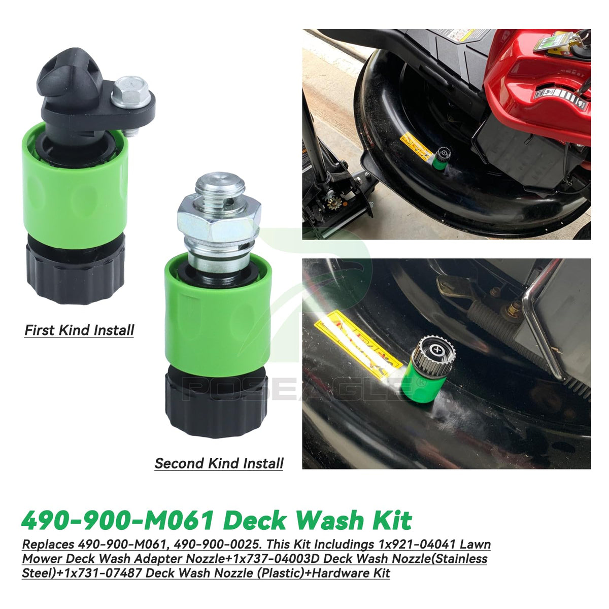 POSEAGLE deck wash kit compatibility with multiple mower brands.