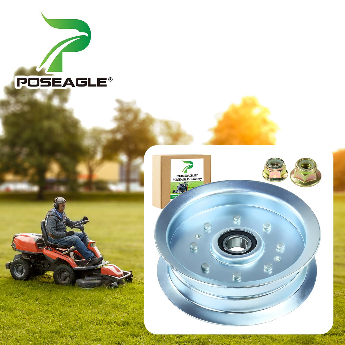 POSEAGLE GY20629 idler pulley flat design showing smooth belt operation