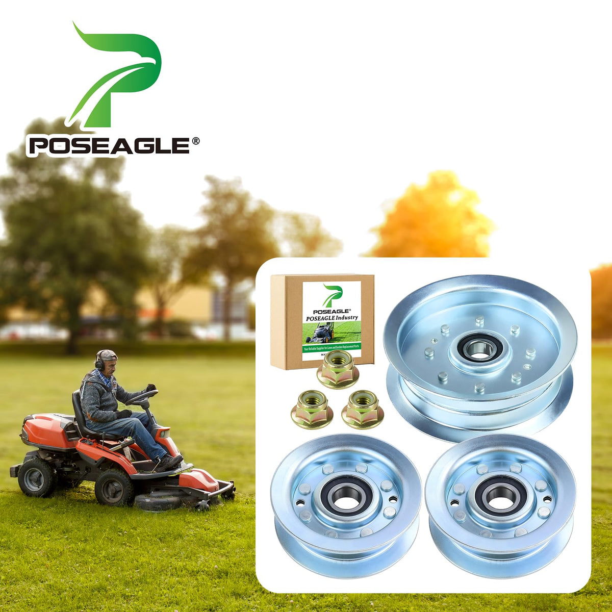 POSEAGLE GY20629 idler pulley side view enhances belt alignment