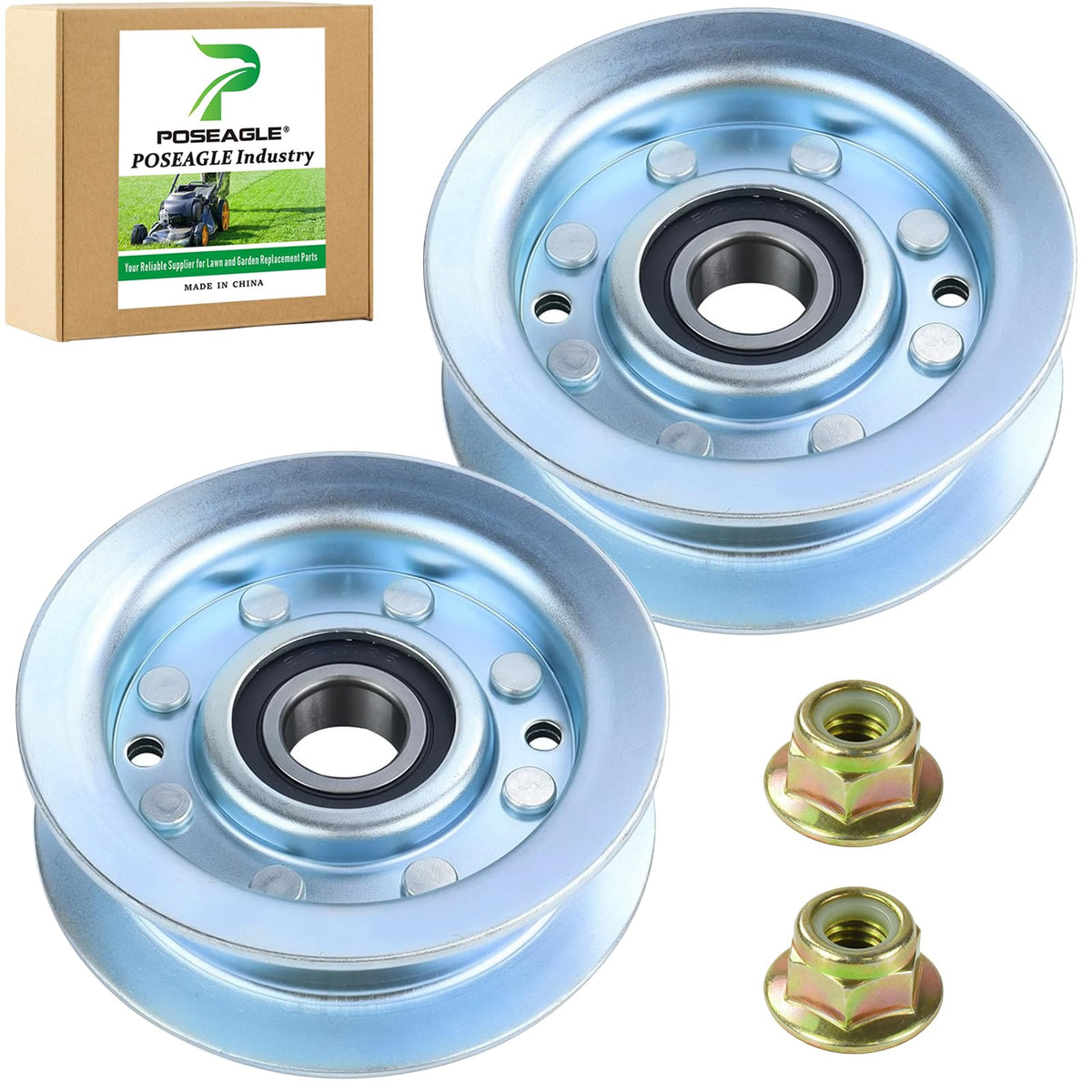 POSEAGLE GY22172 idler pulley two-pack for John Deere decks, direct replacement ready