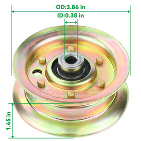 POSEAGLE idler pulley closeup; polished steel surface for durable operation.