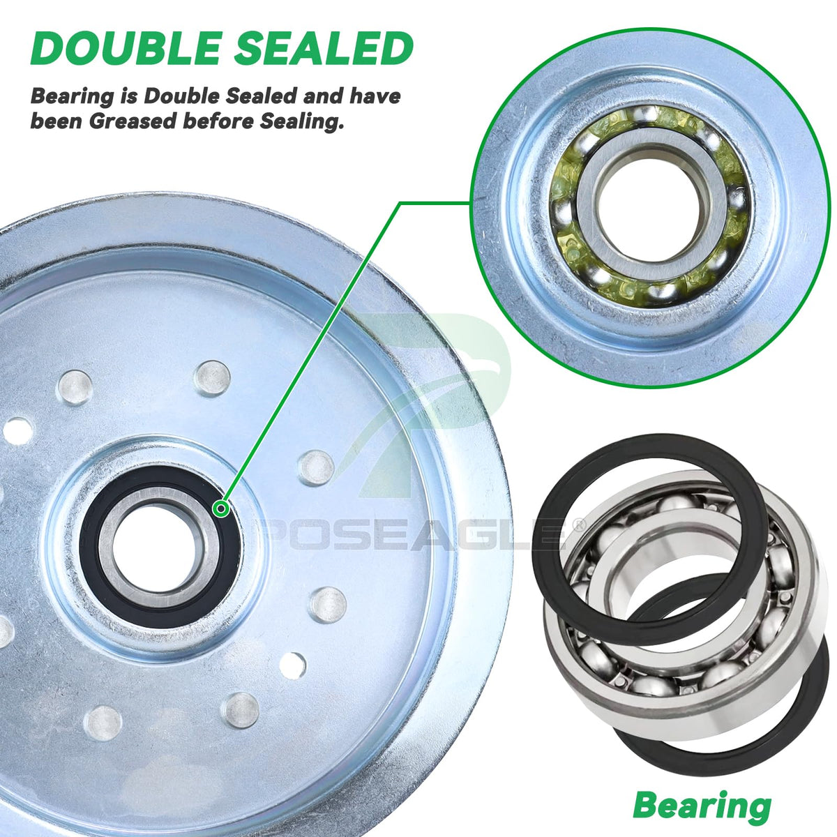 POSEAGLE idler pulley Cub Cadet compatibility image shows versatile mower fit