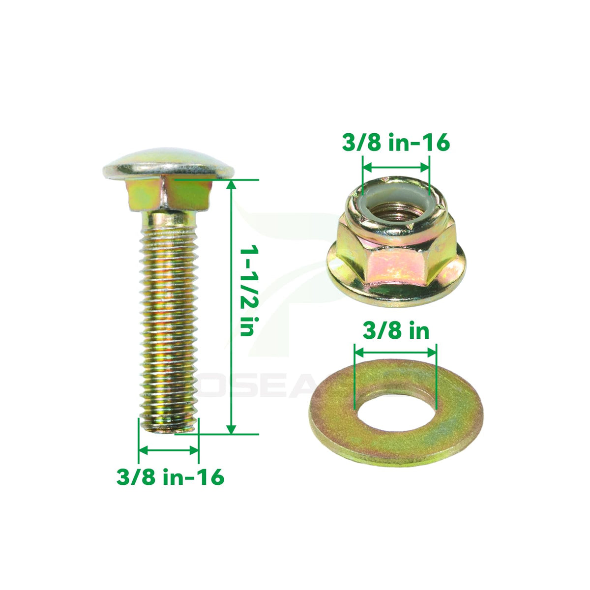 POSEAGLE hardware kit; includes carriage bolt, washer, and nut for installation.