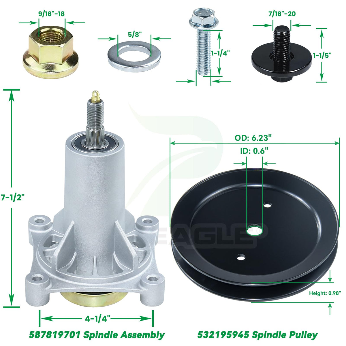 POSEAGLE idler pulley kit with hardware for smooth operation
