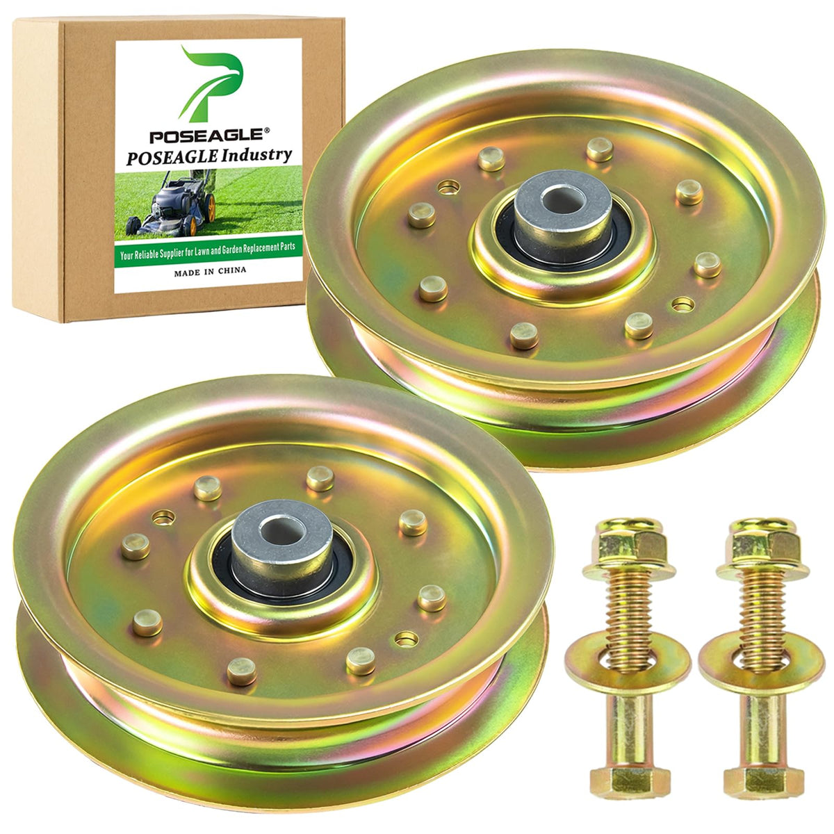 POSEAGLE idler pulley with 4.84 inch OD ensures smooth belt operation on compatible mowers.