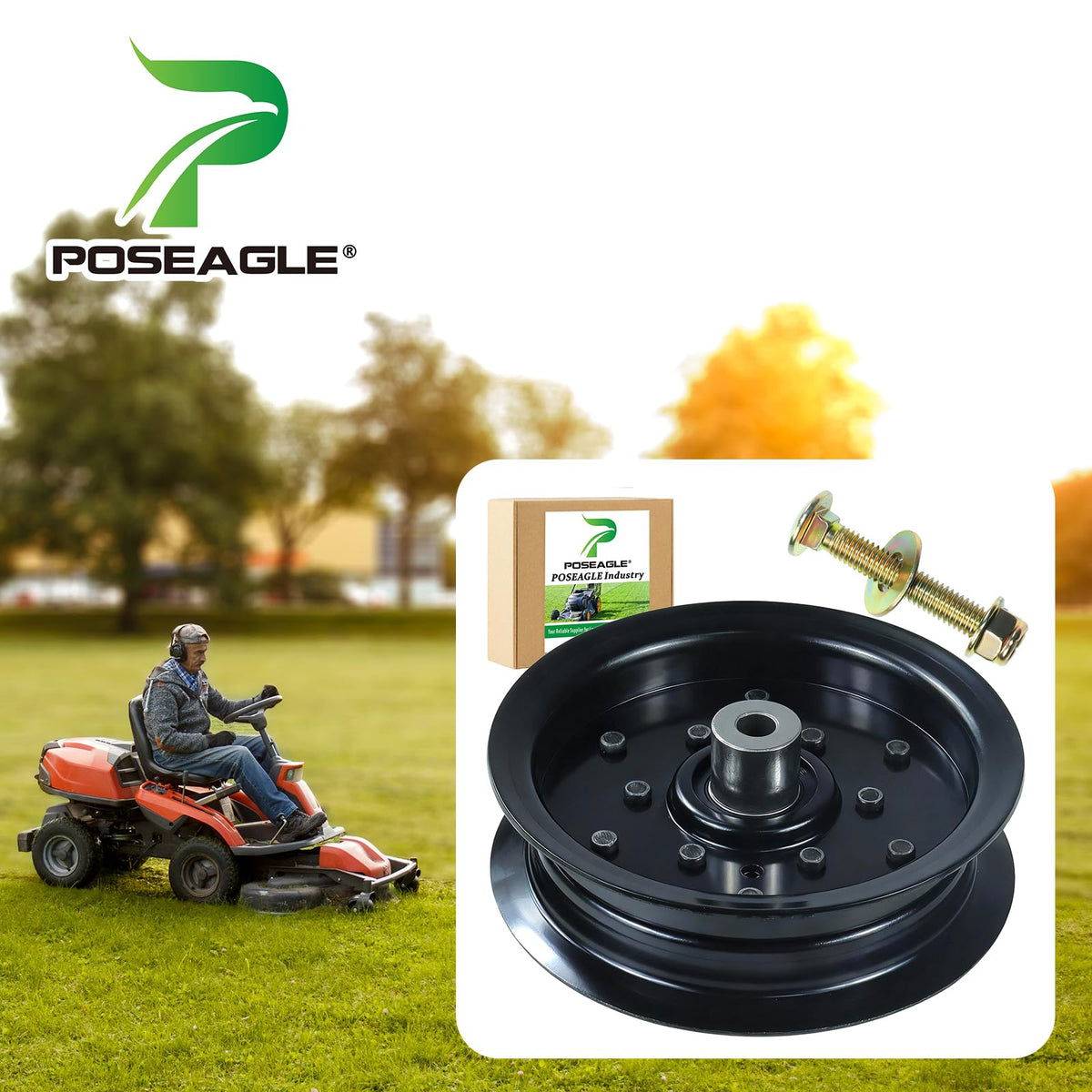 POSEAGLE idler pulley precision-machined finish ensures reliable belt alignment and smoother mowing