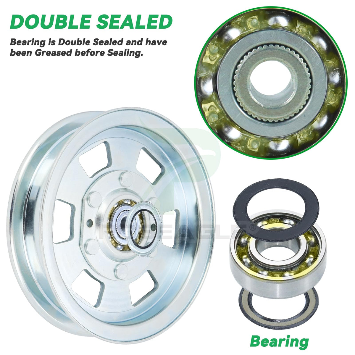 POSEAGLE steel-built idler pulley delivers durability in tough mowing conditions