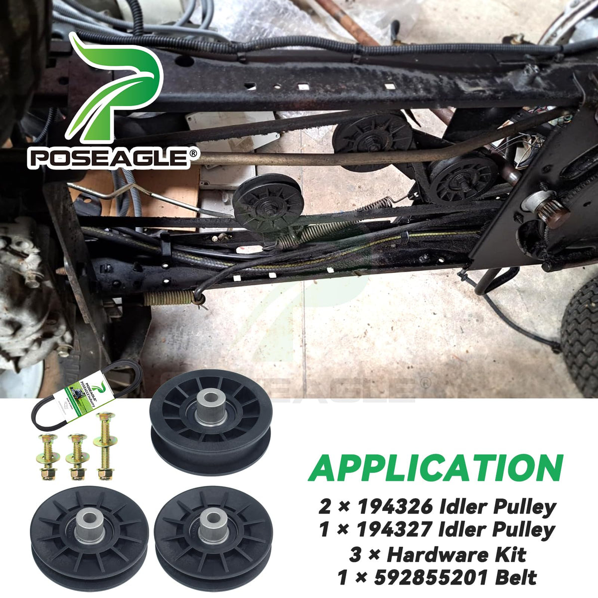POSEAGLE in-use shot on a ride mower drive system