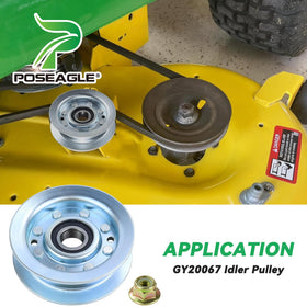 POSEAGLE lawn deck idler fitment improves belt tension on Deere decks