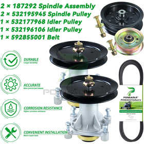 POSEAGLE packaged set with spindle, pulley and belt for easy replacement