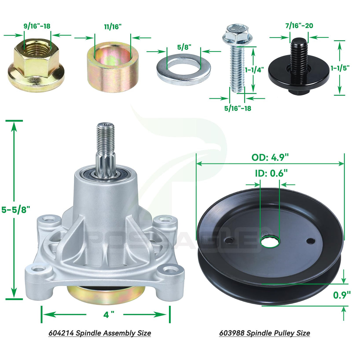 Poseagle spindle assembly close-up showing precision CNC machining and burr-free threads.