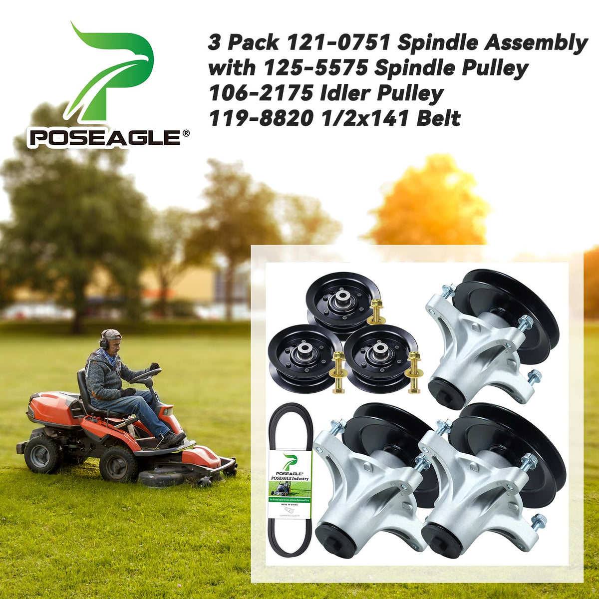 POSEAGLE spindle pulley 125-5575 for Toro, durable belt alignment.