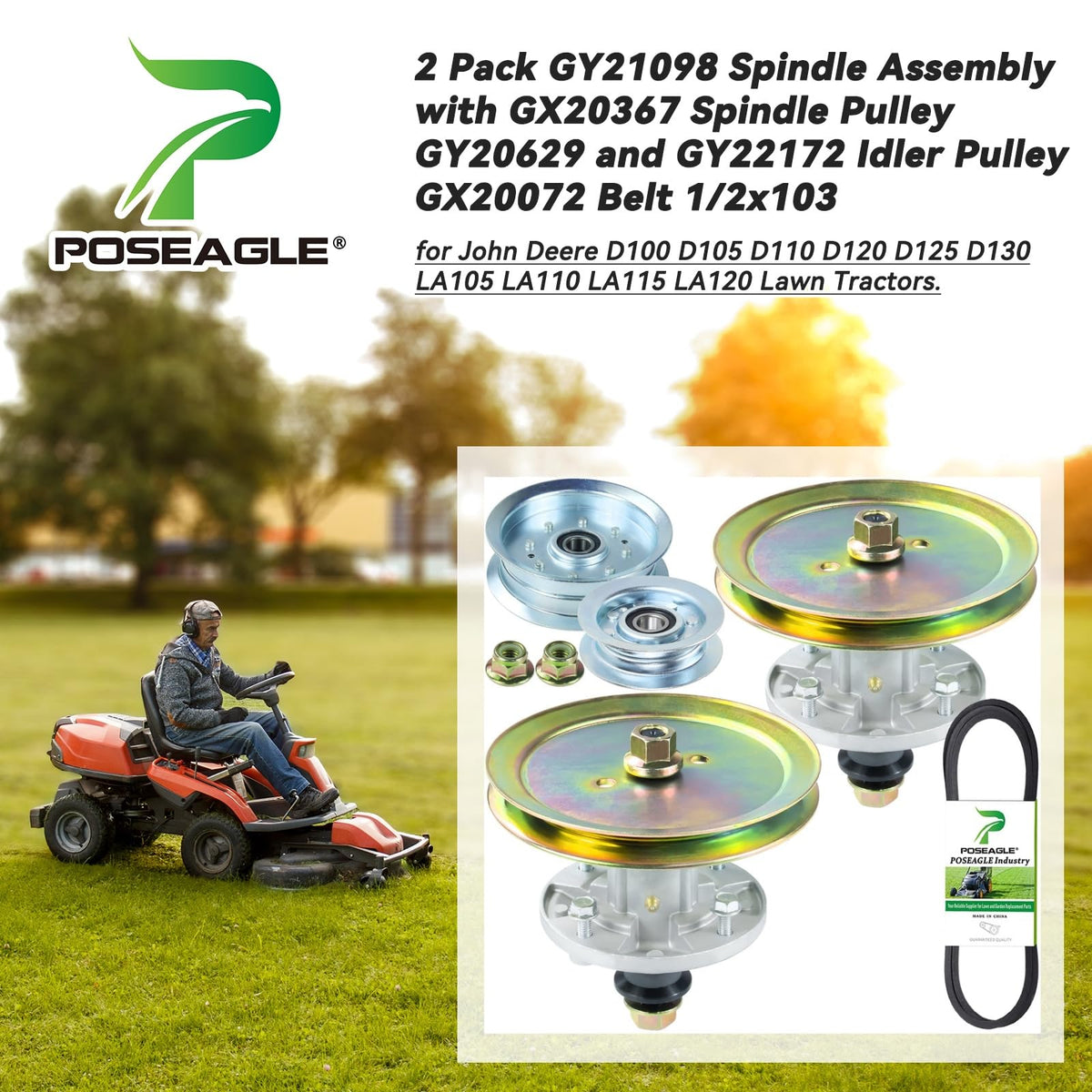POSEAGLE spindle pulley gx20367 detail aiding precise deck operation.