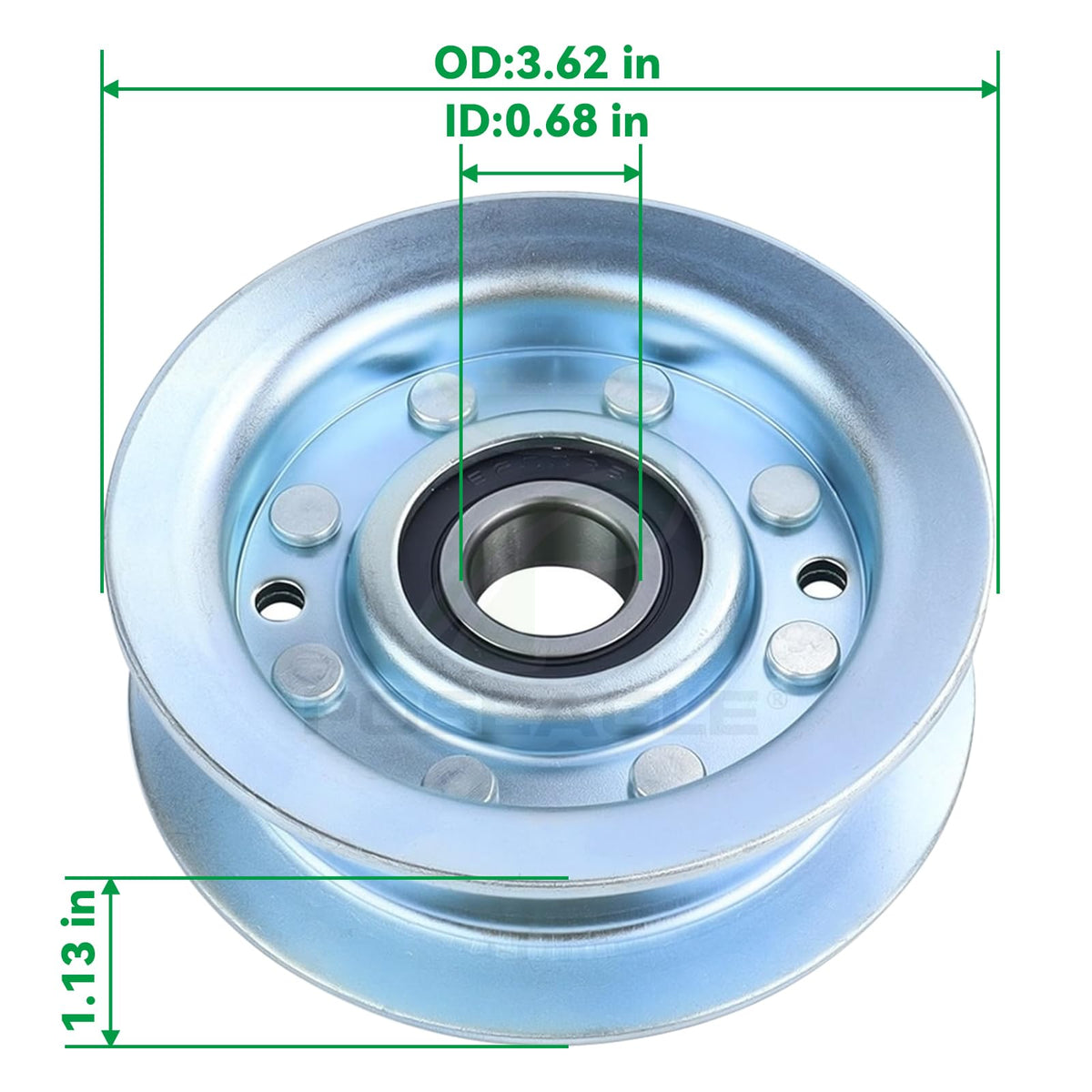 POSEAGLE steel idler pulley close-up shows durable construction