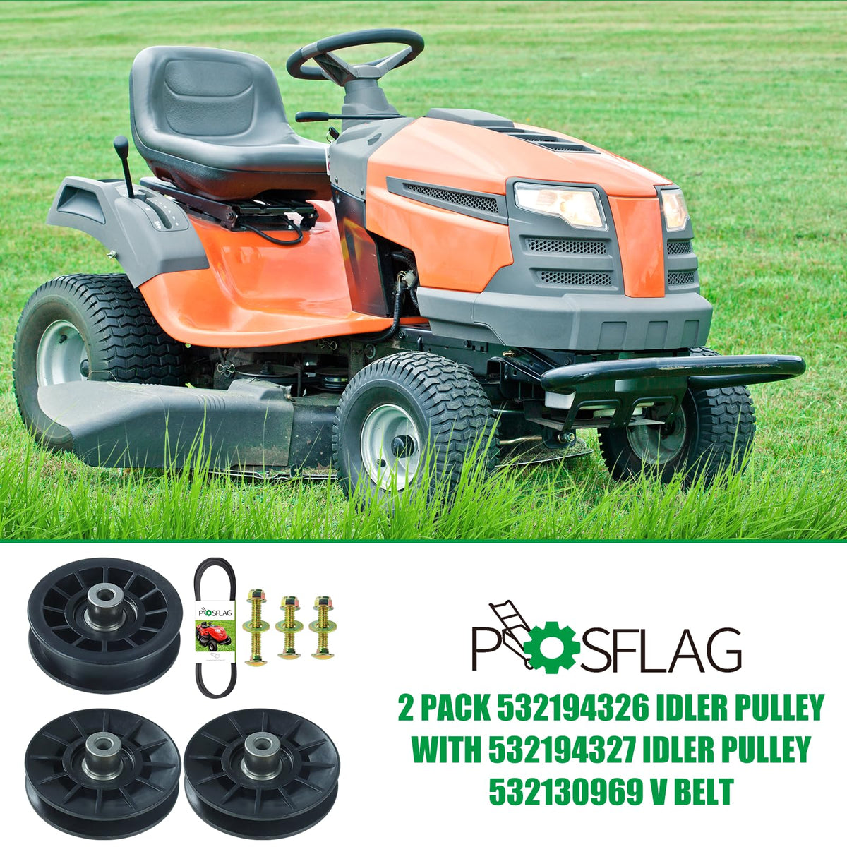 POSFLAG Flat idler pulley, side view, provides reliable belt guidance.