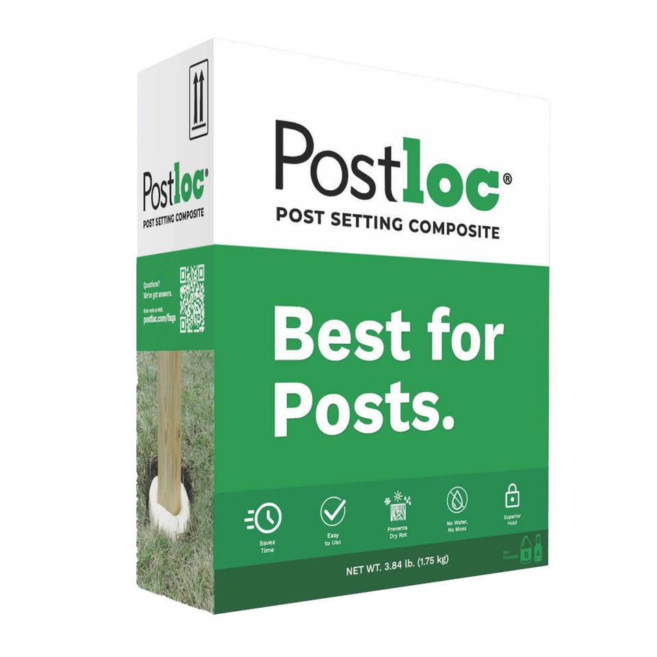 Postloc 1-Post Kit demonstrates concrete-alternative setup for quick post installation.