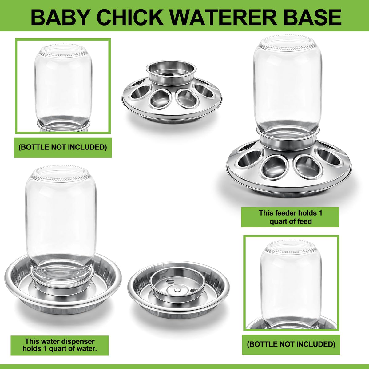 Compatible with Mason jars and standard jars for gravity feeding.