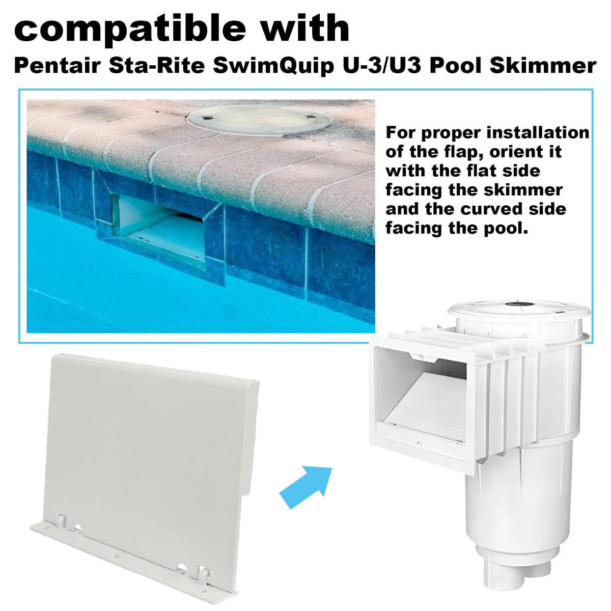 Compatibility with Pentair Sta-Rite SwimQuip U3 skimmers ensures easy upgrades.