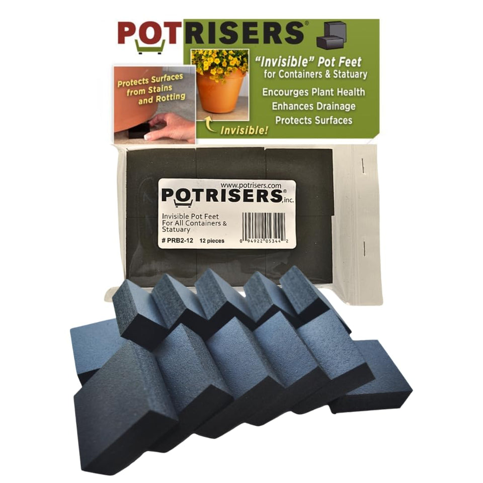 Potrisers invisible pot feet under a heavy planter improve drainage.