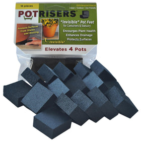 POTRISERS invisible pot feet lift planters for drainage and surface protection.