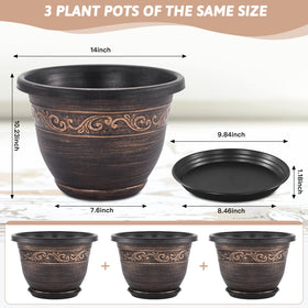 Pottiffe 14-inch planter side angle highlighting lightweight design.