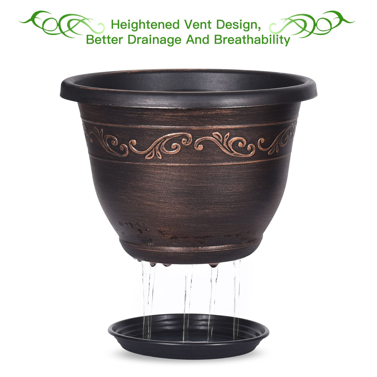 Pottiffe three-pack planters with saucers ideal for arrangement.