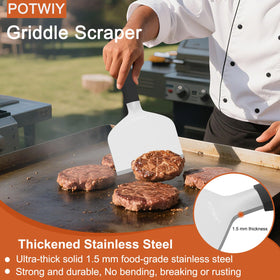 POTWIY stainless steel scraper with full tang enhances durability under heavy scraping tasks