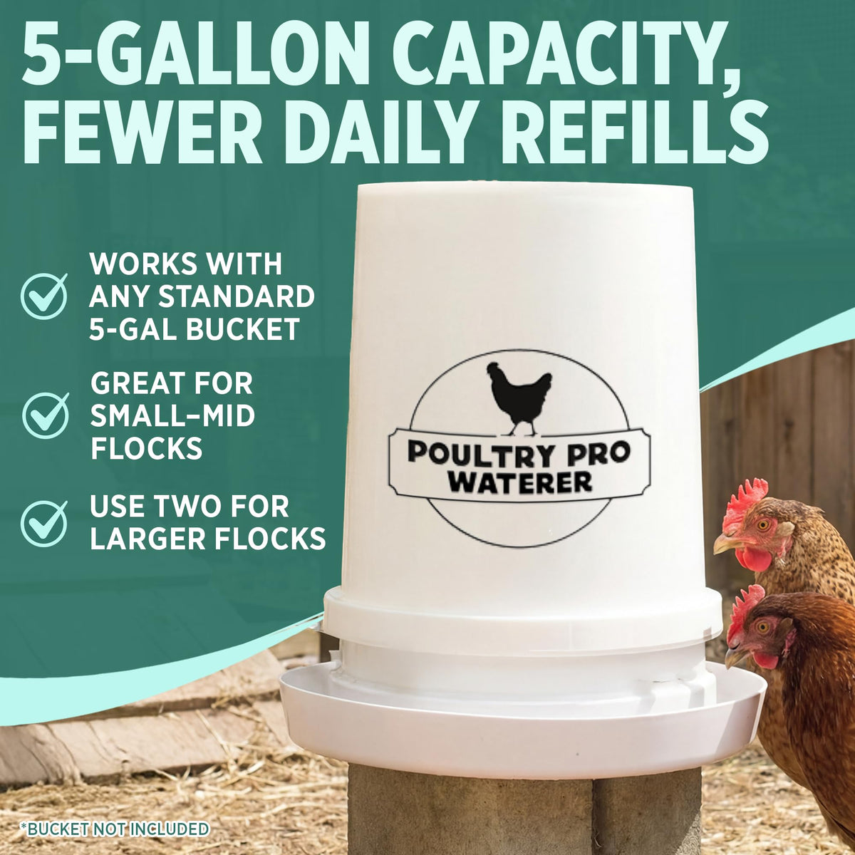 Poultry Pro Waterer keeps drinking water accessible for flock use