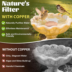 POUMEE bird bath copper disk triple-point support keeps disk stable during use.