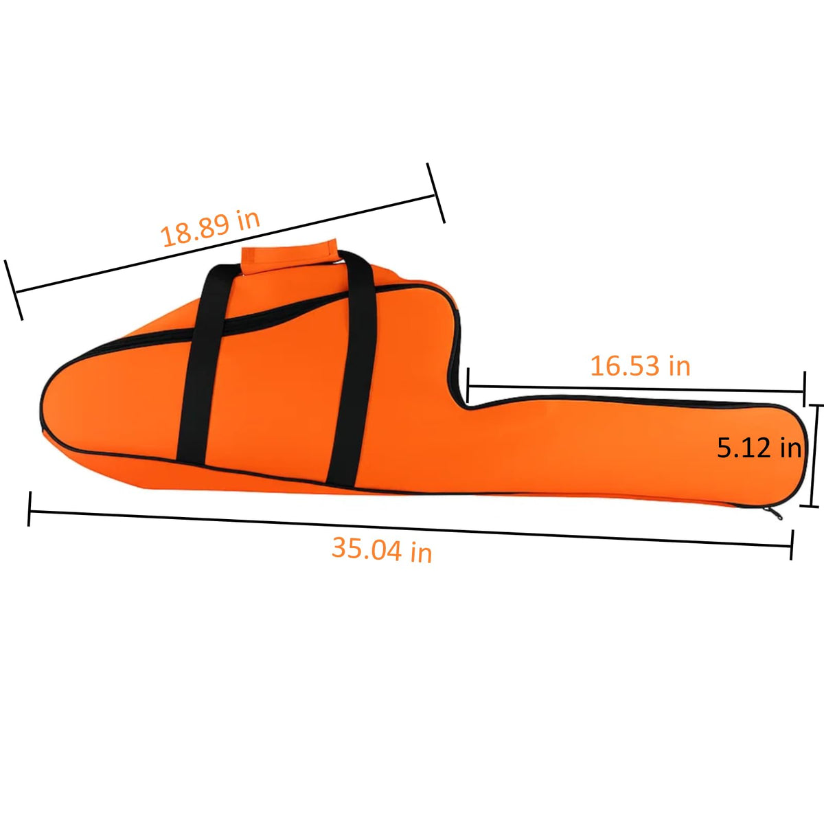 Poweka chainsaw bag full-length zipper; quick access and secure closure.