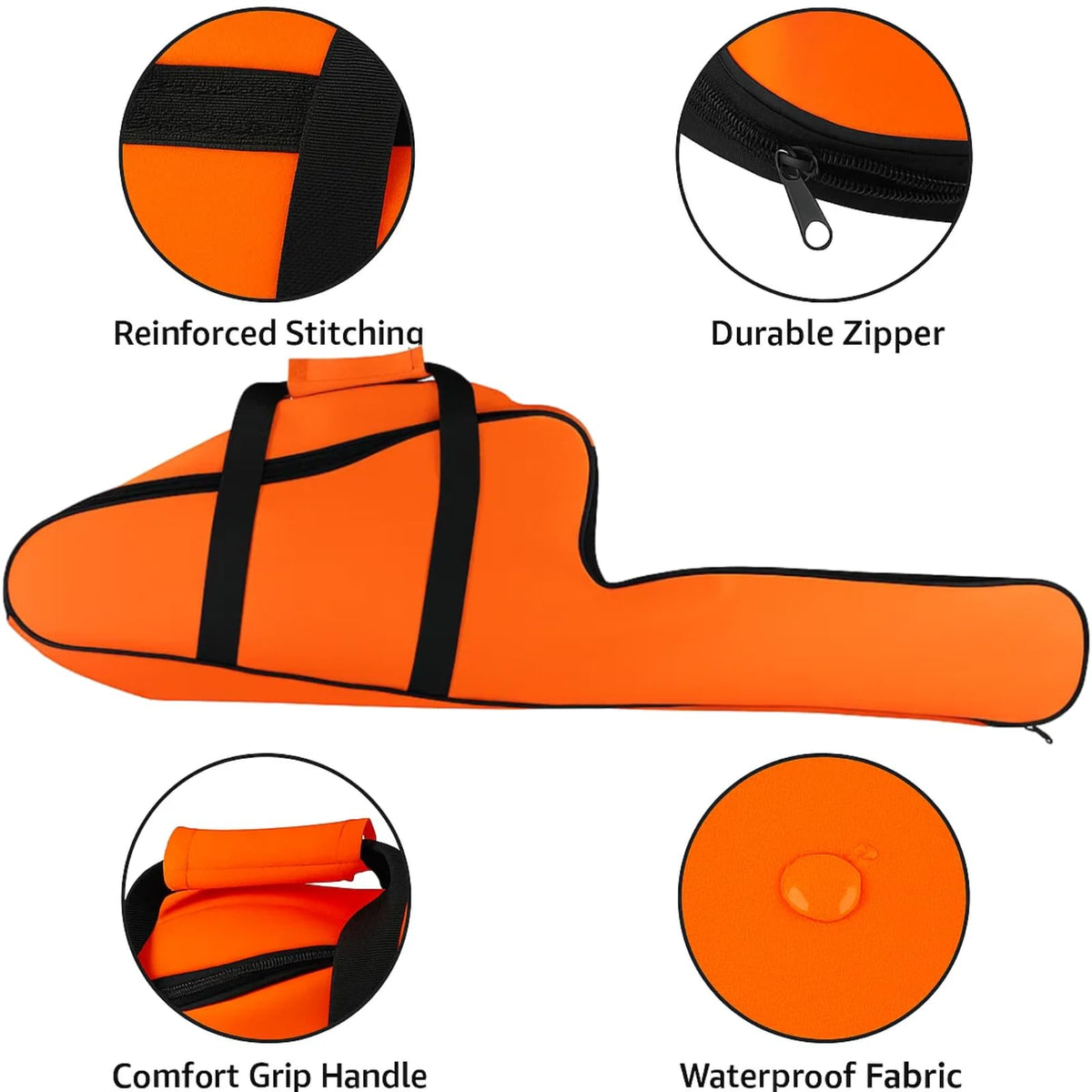 Poweka chainsaw bag interior space; fits 12-16 inch saws snugly.