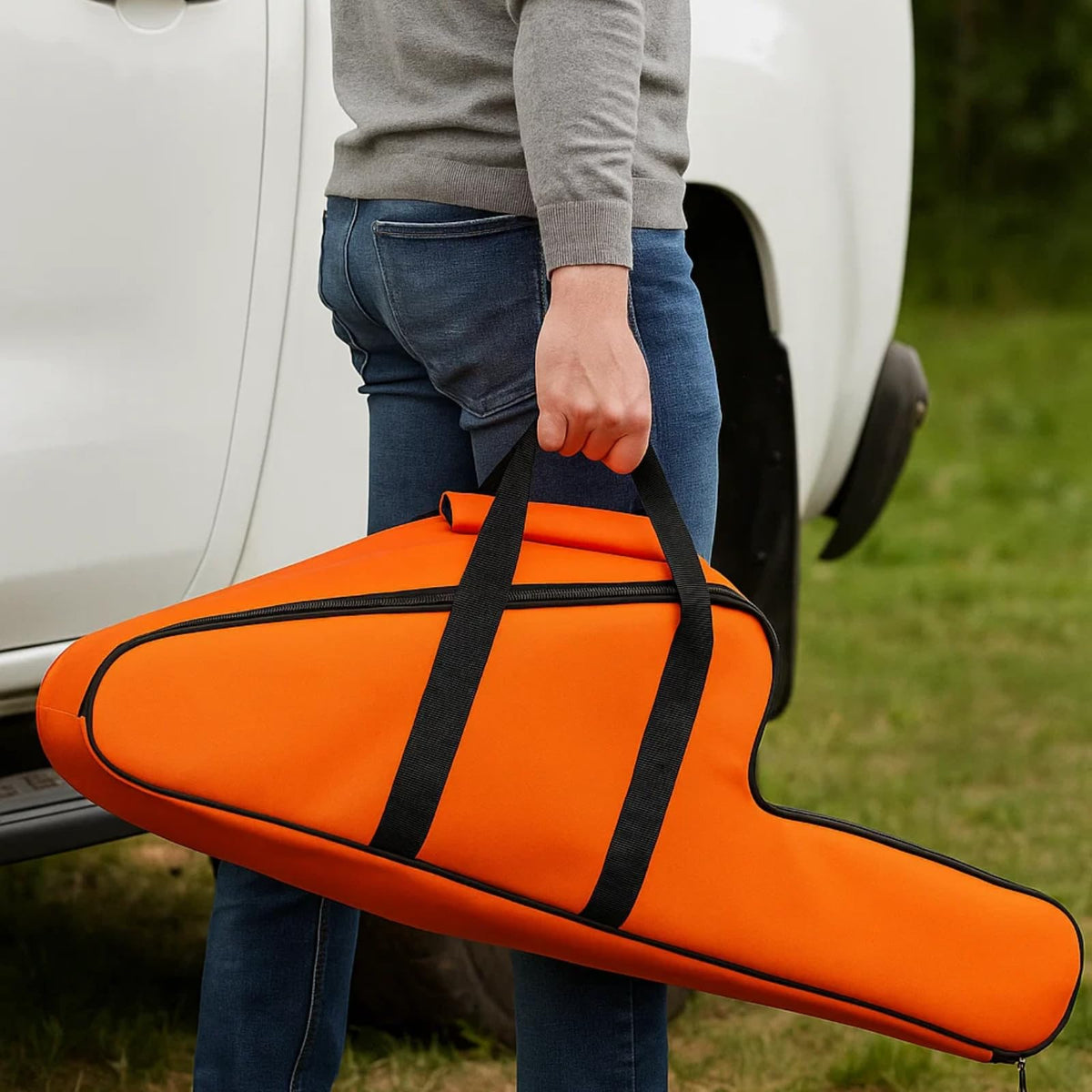 Poweka chainsaw bag weatherproof design; protects from dust and rain.