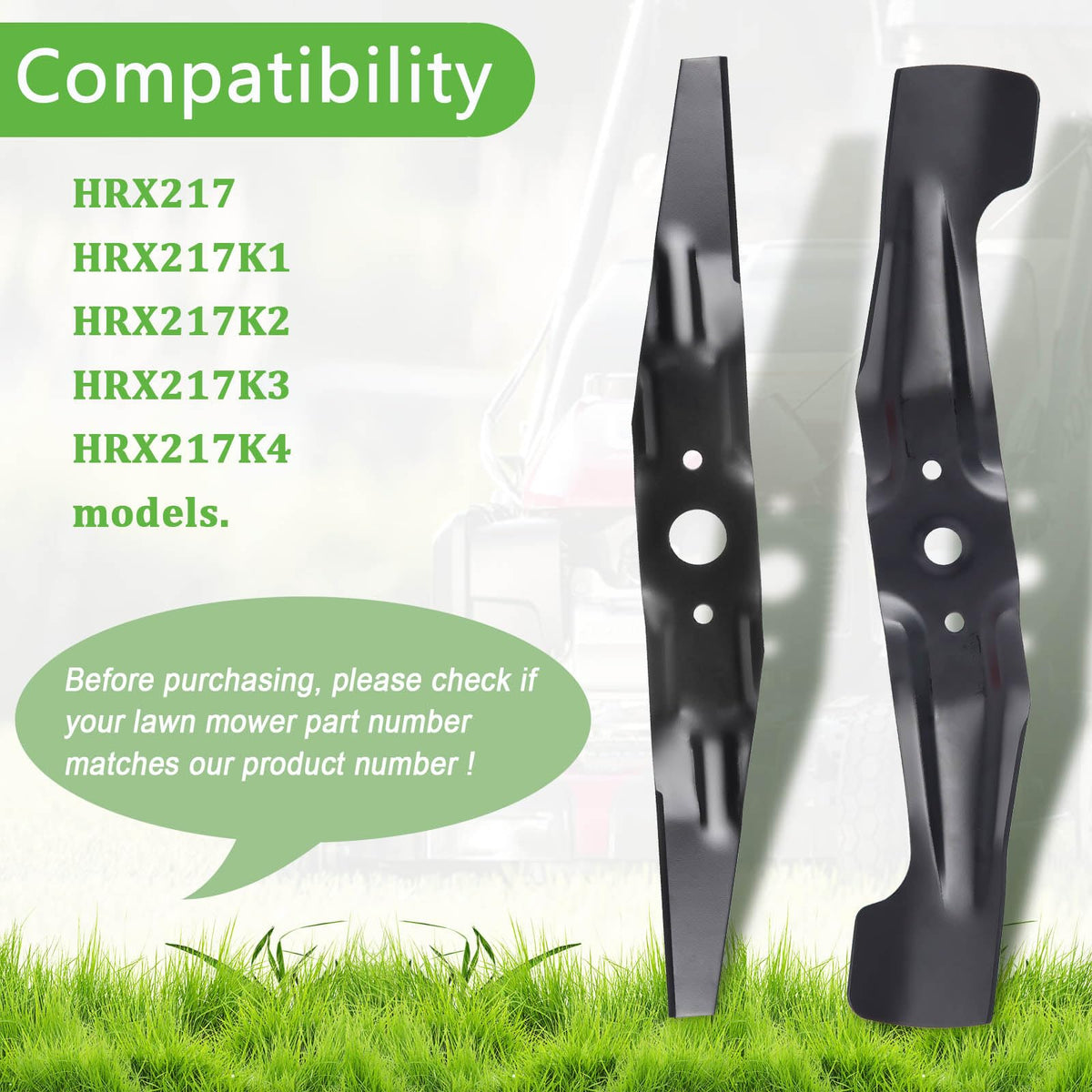 Poweka lower blade for HRX217K1–K4 visual supports reliable mowing.