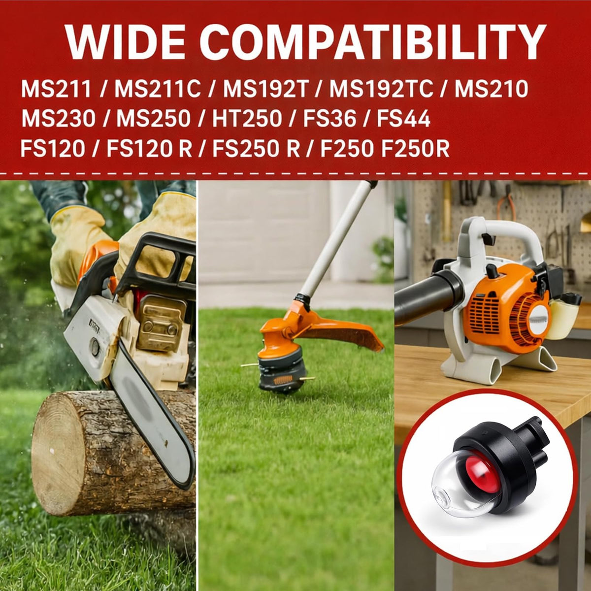 Poweka primer bulb for Husqvarna 850-460 Rancher shows broad compatibility.