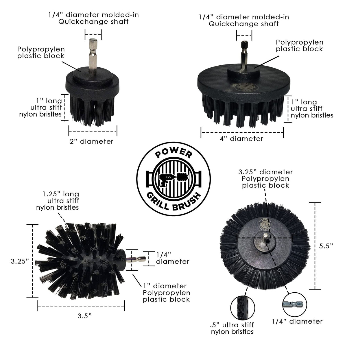 Power Grill Brush flat 5-inch brush covers large surfaces quickly.