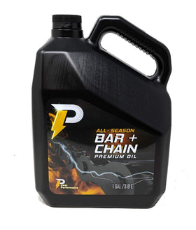 Power Performance bar and chain oil gallon bottle with pour spout for easy application.