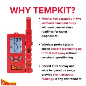 Power Probe TEMPKIT backlit LCD for easy readings in dim environments