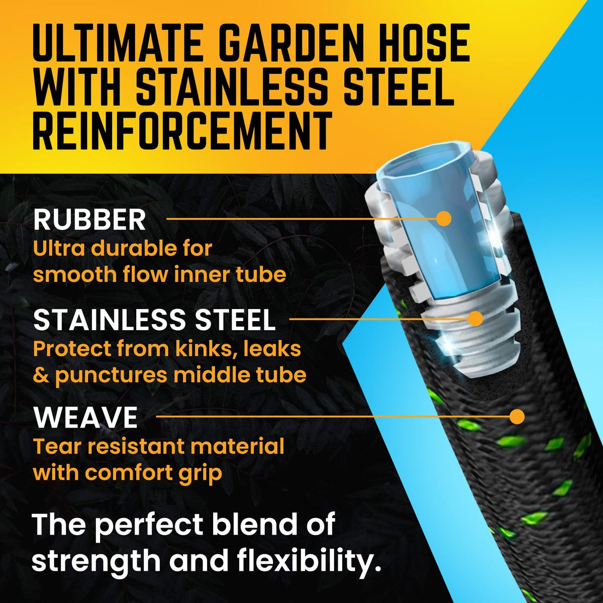 PowerFlow black 25 ft hose fits residential and commercial spaces.