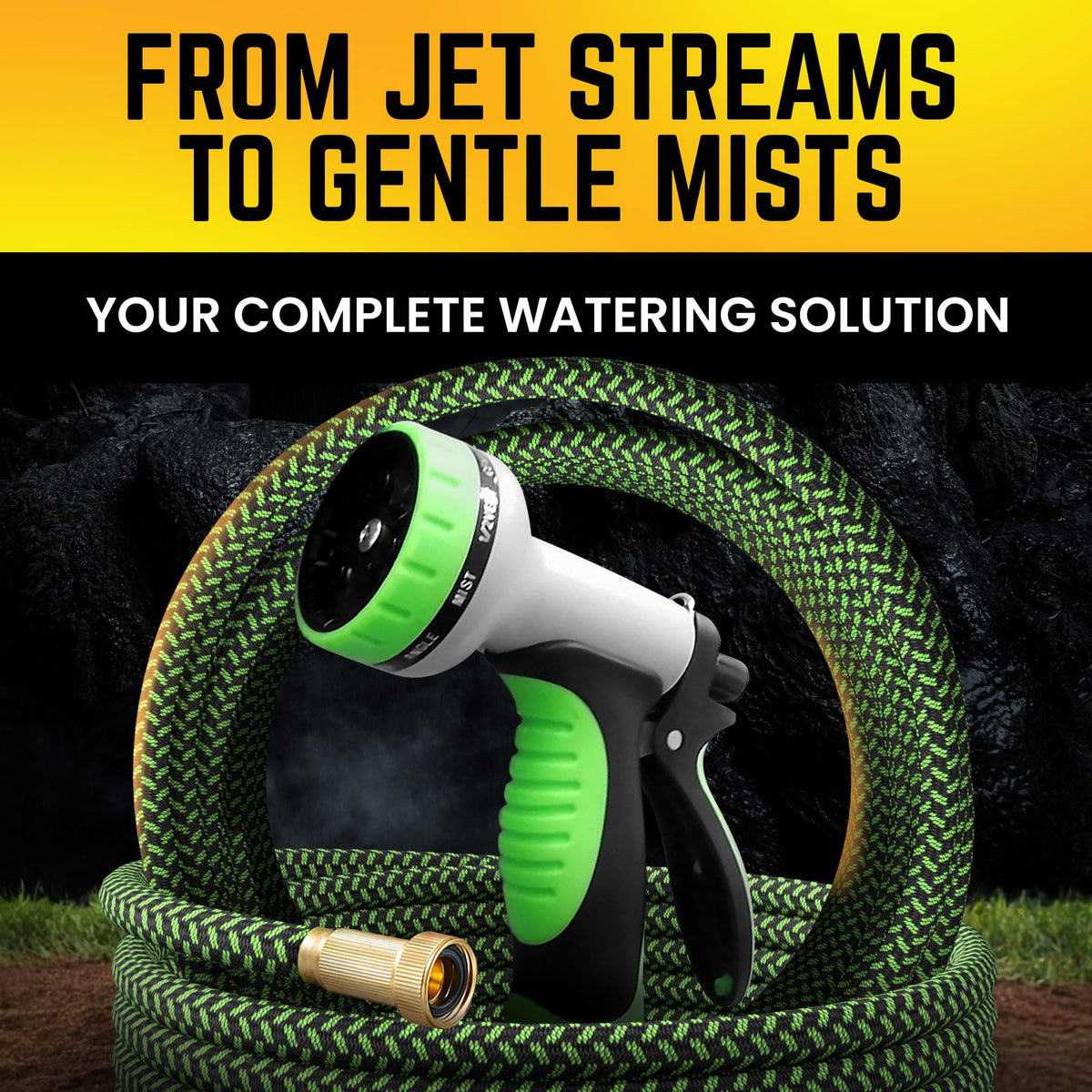 POWERFLOW heavy-duty-use withstands high pressure for demanding cleaning and watering.