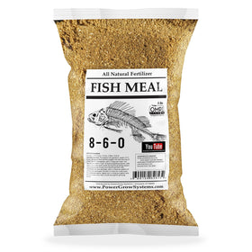 PowerGrow Fish Meal bag front promotes soil nourishment and early plant vigor