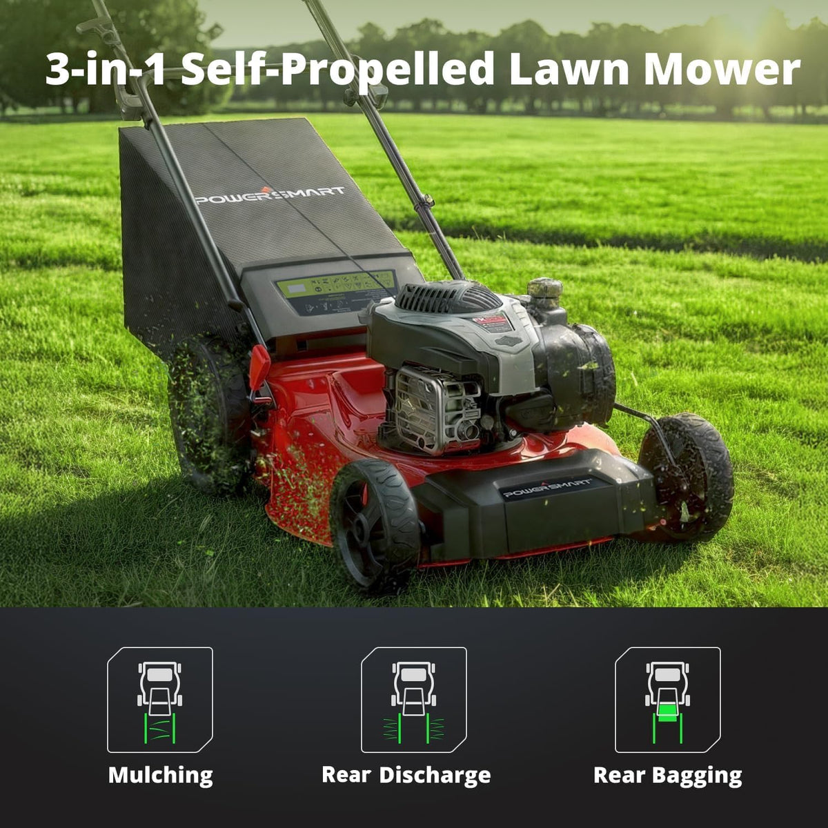 PowerSmart 140cc Briggs & Stratton engine delivers reliable starting and steady cutting power.